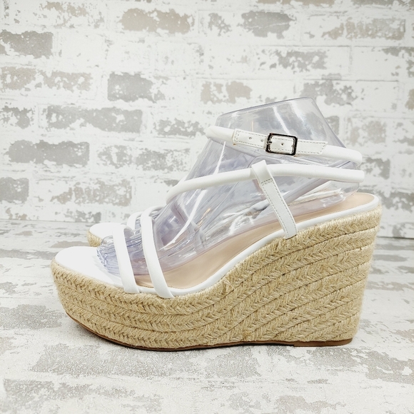 NEW BP. Cohan White Tan Espadrille Platform Wedge Sandals I154 - Picture 1 of 11